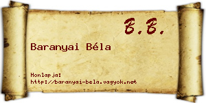 Baranyai Béla névjegykártya